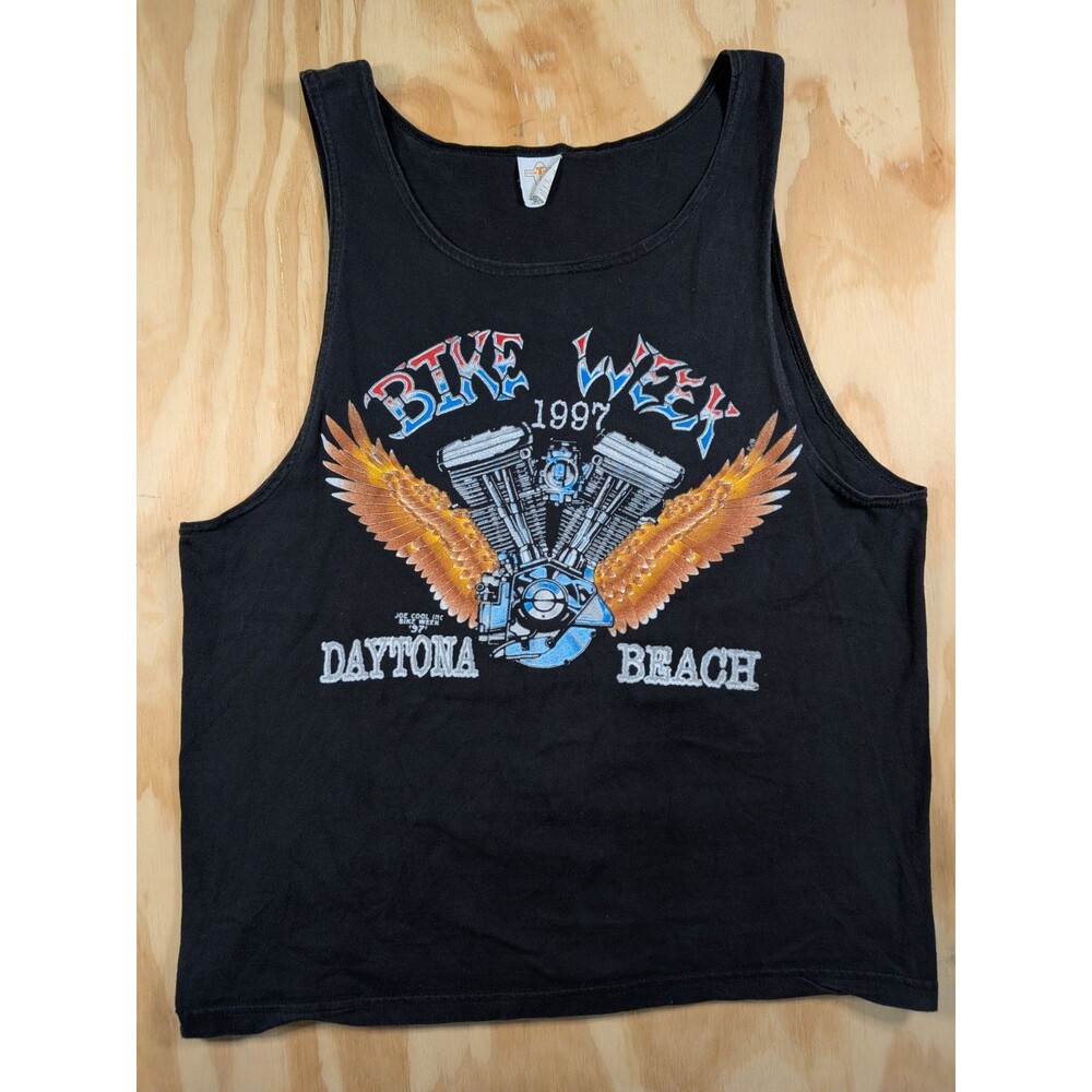 Vintage 1997 Daytona Beach Bike Week Tank Top 56th Annual Joe Cool L